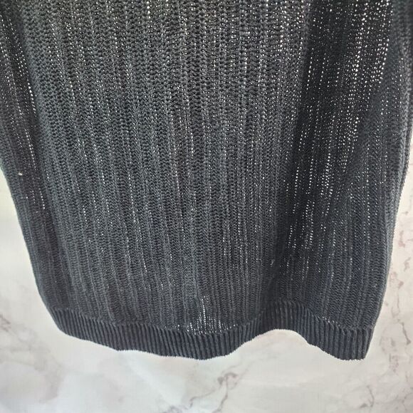 Talbots Sweater Vest Womens Large P Black Open Knit Lightweight Cover Up Capsule - Picture 7 of 10